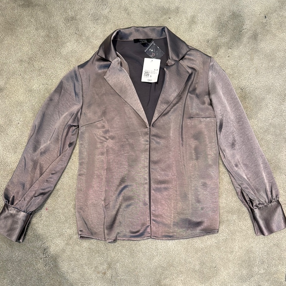 Satin Blouse in Shimmering Gray